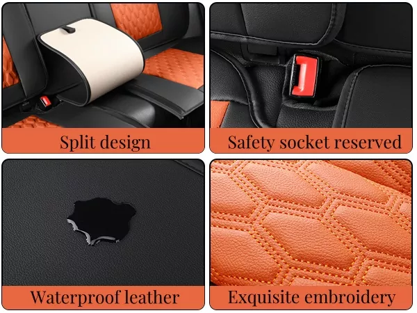 Leather Universal Auto Seat Cushion Covers Full Set
