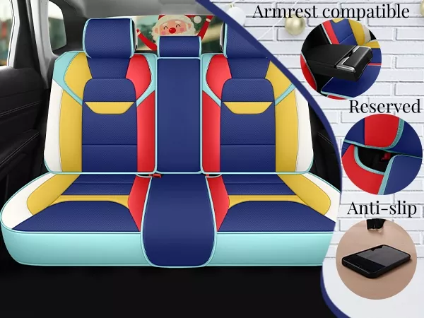 rear PU leather seat cover with center armrest cover