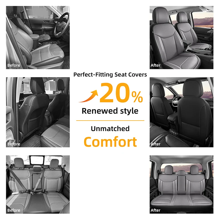 Ford Maverick seat cover before and after interior comparison