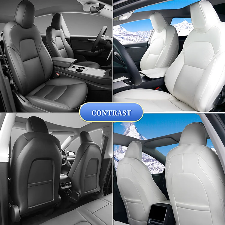 Tesla Model Y Juniper Seat Before and After Seat Cover Installation